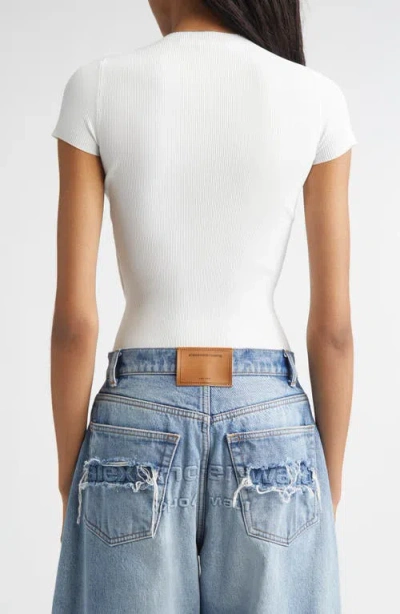 Alexander Wang Short Sleeve Crewneck Top With Jacquard Logo In White
