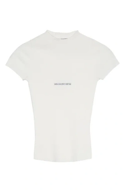 Alexander Wang Short Sleeve Crewneck Top With Jacquard Logo In White