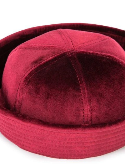 Shop Valas Velvet Panelled Hat In Red