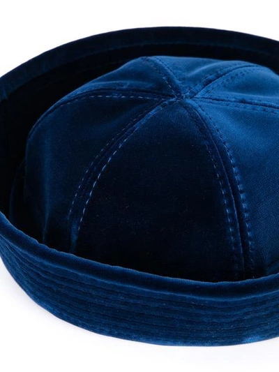 Shop Valas Velvet Panelled Hat In Blue