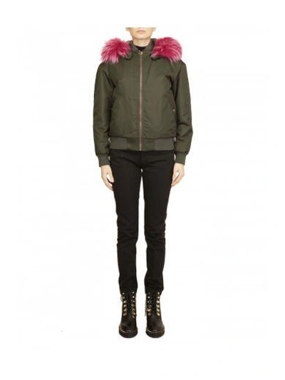 Shop Mr & Mrs Italy Bomber Jacket With Fur In Green