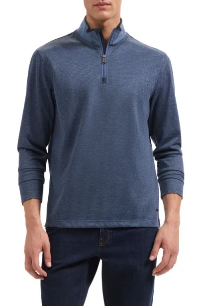 Bugatchi Soft Touch Quarter Zip Pullover In Blue