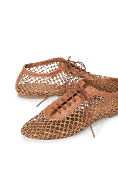 Staud Kit Lace Up Flat In Brown