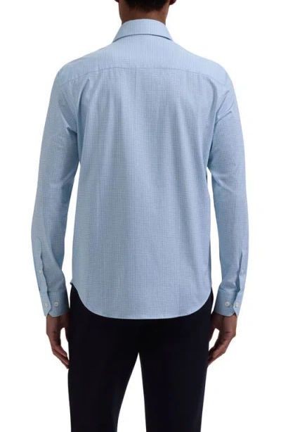 Bugatchi Devon Ooohcotton® Optical Grid Print Button-up Shirt In Blue