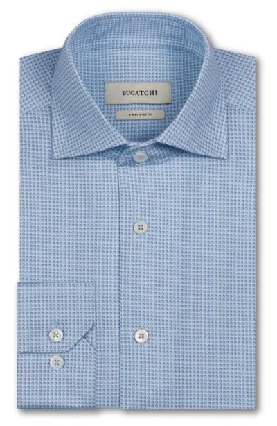 Bugatchi Devon Ooohcotton® Optical Grid Print Button-up Shirt In Blue