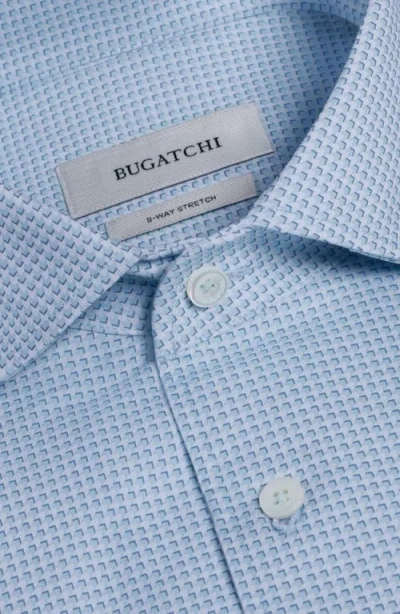 Bugatchi Devon Ooohcotton® Optical Grid Print Button-up Shirt In Blue