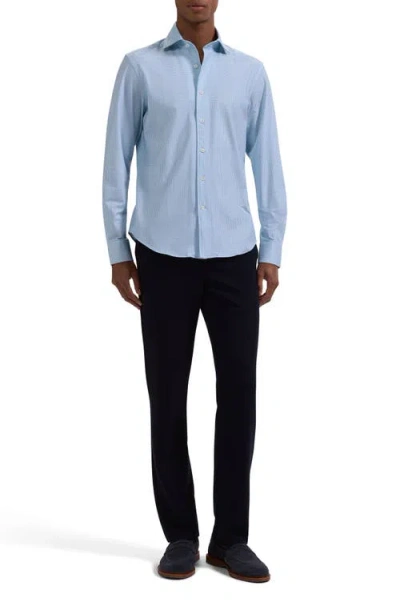Bugatchi Devon Ooohcotton® Optical Grid Print Button-up Shirt In Blue