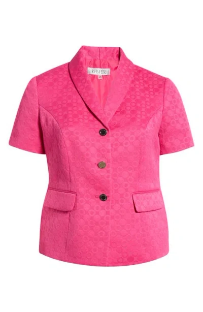 Kasper Jacquard Three-button Jacket In Pink