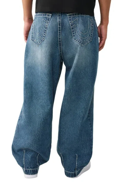 True Religion Danny Barrel Fit Big T Jeans In Shattered Medium Wash In Blue