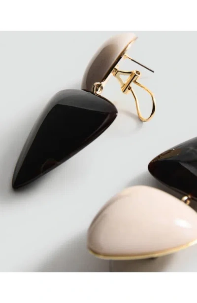 Mango Two Tone Drop Earrings In Black