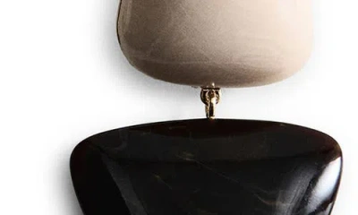 Mango Two Tone Drop Earrings In Black