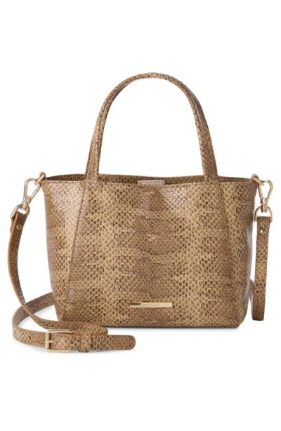 Brahmin Small Mona Croc Embossed Leather Top Handle Bag In Brown