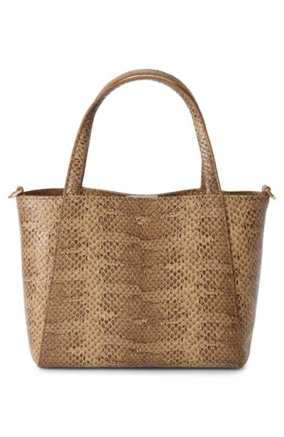 Brahmin Small Mona Croc Embossed Leather Top Handle Bag In Brown