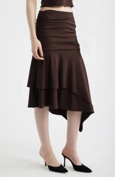Feners Gresca Ruched Asymmetric Hem Skirt In Black