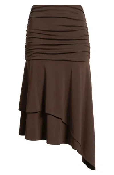 Feners Gresca Ruched Asymmetric Hem Skirt In Black