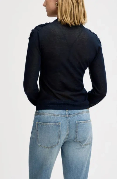 Sam Edelman Ruffle Trim Sweater In Blue