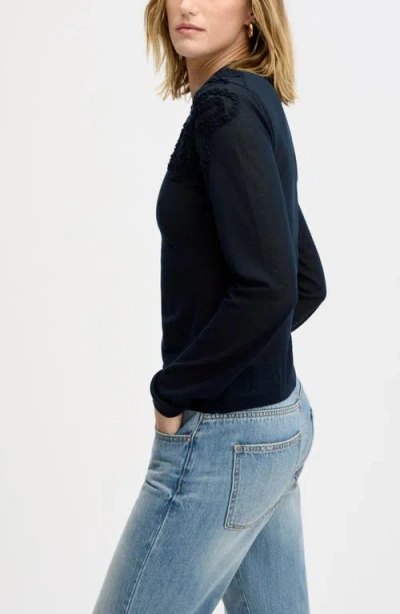 Sam Edelman Ruffle Trim Sweater In Blue