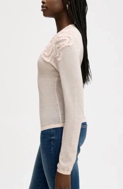 Sam Edelman Ruffle Trim Sweater In Pink