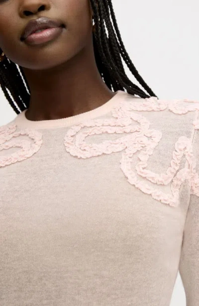 Sam Edelman Ruffle Trim Sweater In Pink