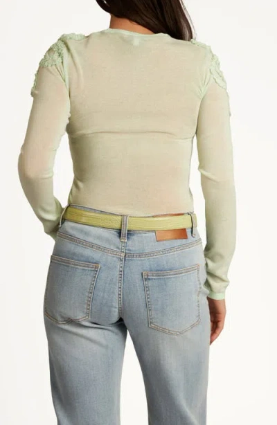 Sam Edelman Ruffle Trim Sweater In Green