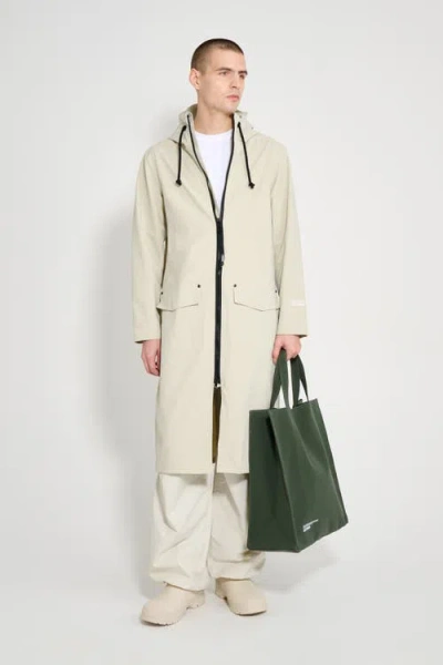 Stutterheim Stockholm Long Patch Matte Raincoat In Neutral