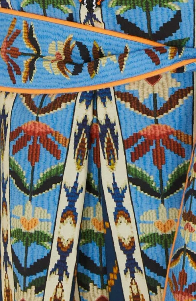 Farm Rio Blue Dress With V-neck And All-over Floral Motif In Fabric Woman In Multi