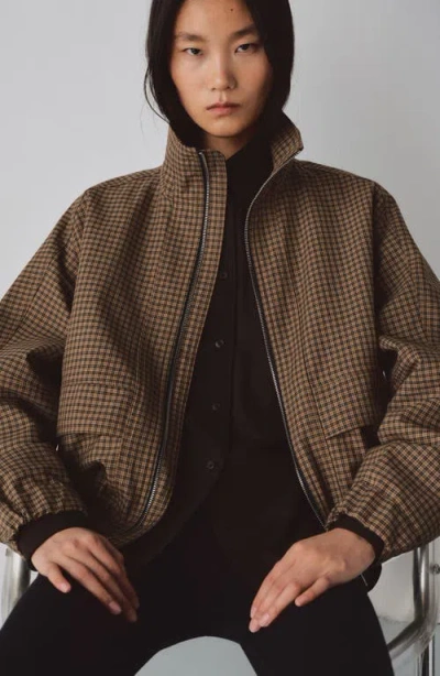 Mango Josef Check Jacket In Brown