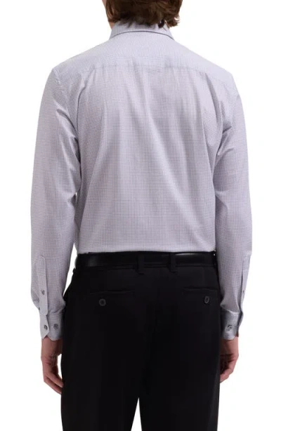 Bugatchi Devon Ooohcotton® Optical Grid Print Button-up Shirt In Blue