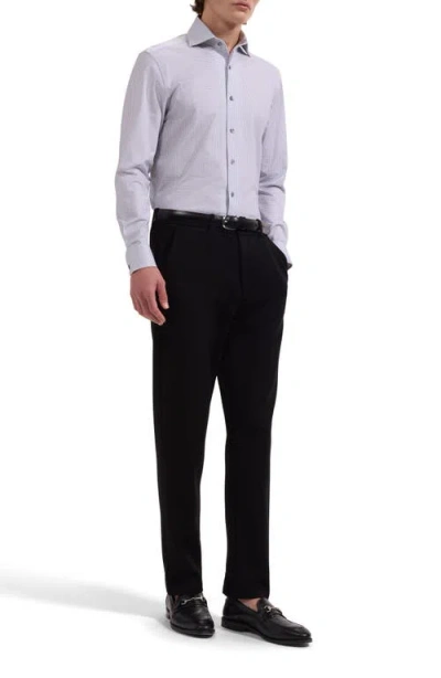 Bugatchi Devon Ooohcotton® Optical Grid Print Button-up Shirt In Blue