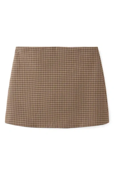 Mango Houndstooth A-line Miniskirt In Brown