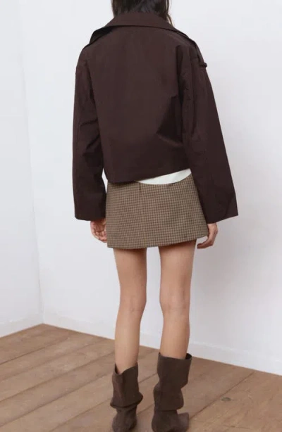 Mango Houndstooth A-line Miniskirt In Brown