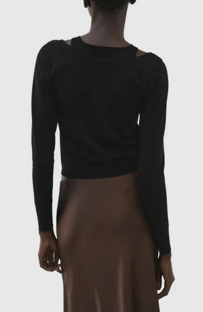 Mango Combined Cardigan In Black