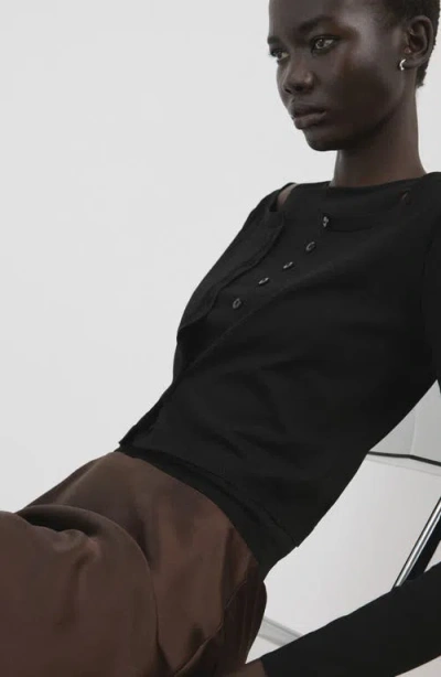 Mango Combined Cardigan In Black