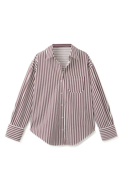 Mango Stripe Cotton Blend Button-up Shirt In Multi