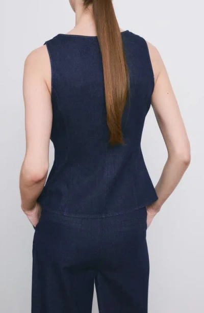 Mango Buttoned Denim Top In Open Blue