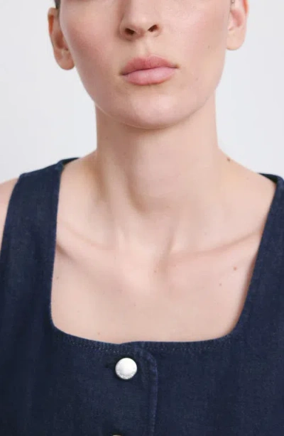 Mango Buttoned Denim Top In Open Blue
