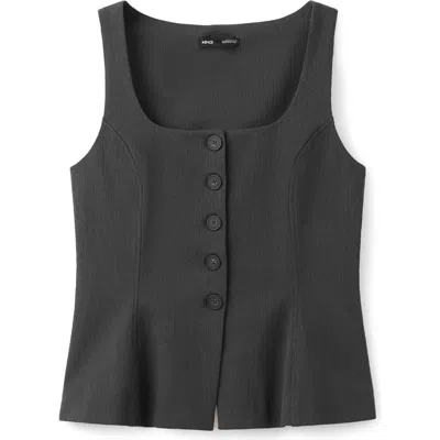 Mango Peplum Buttoned Vest In Grey