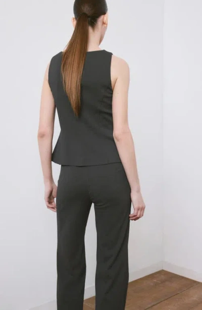 Mango Peplum Buttoned Vest In Grey