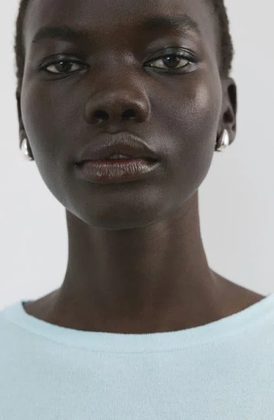 Mango Bow Short Sleeve Sweater In Blue