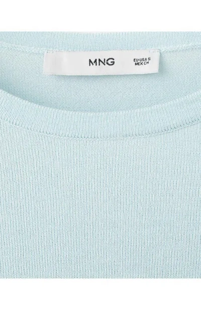 Mango Bow Short Sleeve Sweater In Blue