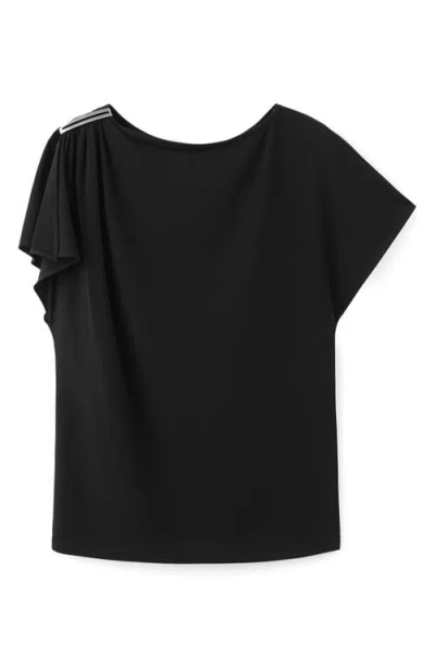 Mango Metal Detail T-shirt Black In Animal Print