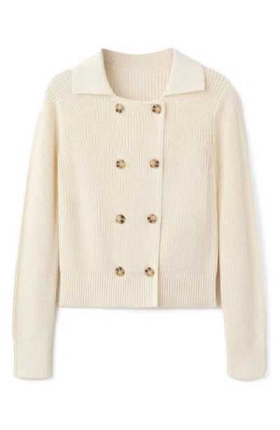 Mango Knitted Buttoned Jacket In Neutral