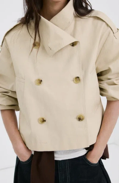 Mango Crop Trench Jacket In Neutral