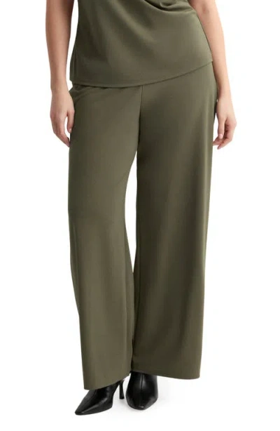 Mango Pull-on Straight Leg Pants In Green
