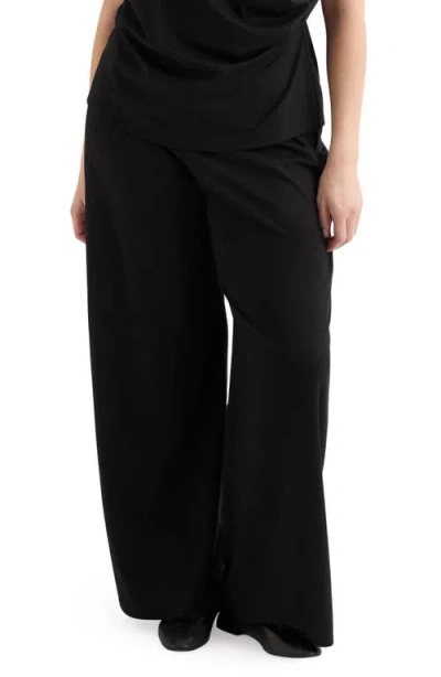 Mango Pull-on Straight Leg Pants In Black