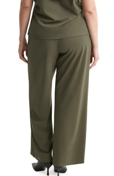 Mango Pull-on Straight Leg Pants In Green