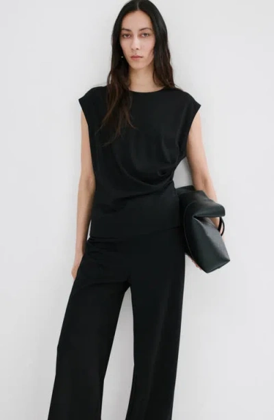 Mango Pull-on Straight Leg Pants In Black