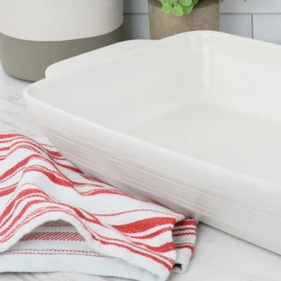 Bee & Willow Bee And Willow Gibson 4 Quart Rectangular Stoneware Baker In White
