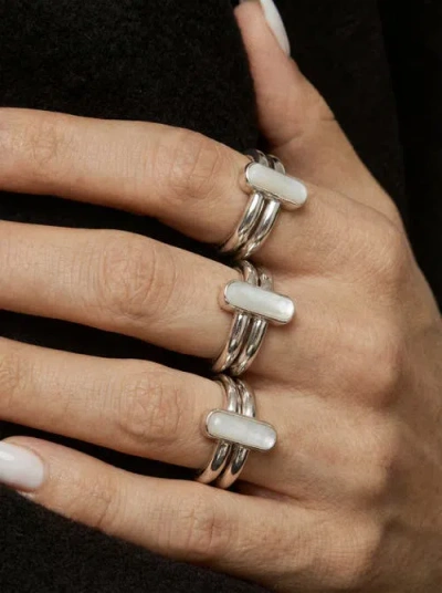 Seree Infinity Duo Bar Ring In White