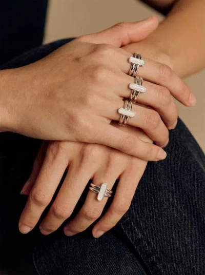 Seree Infinity Duo Bar Ring In White